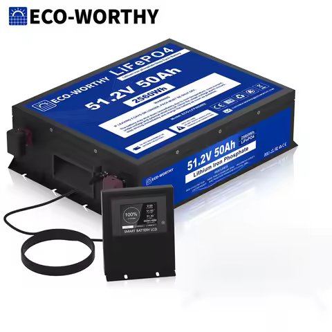 ECO-WORTHY 48V 50Ah LiFePO4 Golf Cart Battery, Built-in 100A BMS-2C,Low Temp Cut-Off, Suitable for b
