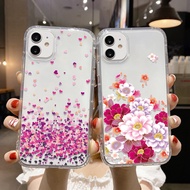 Pink Flower Clear Soft TPU Phone Casing Vivo Y33S Case Y11 2019 Y31 Y21S Y19 Y30 Y90 Y20 Y12 Y53S V17 Y91 Y12S S1 Pro V20 SE Y15 Y75S Y73 Y79 V7 Plus Y50 Y70 Y71 Y51A V15 Cover