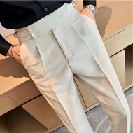 MY Double Side Adjuster Gurkha Pants Cutting Slim Fit Seluar Slack Lelaki Smart Casual High Waisted 