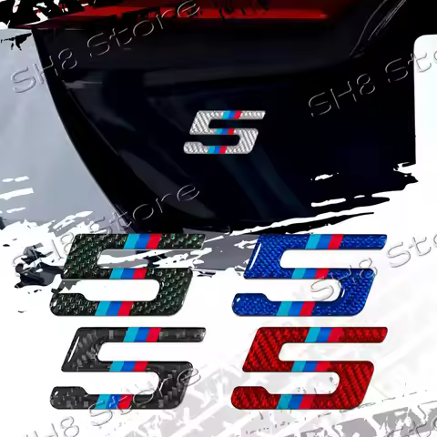 Creative Carbon Fiber 5 Emblem For BMW 5 i5 Badge Car B-pillar Sticker Rear Trunk Decals Decor Auto