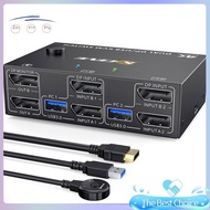 KVM Switch Dual Monitor DisplayPort Replacement Spare Parts 4 USB3.0 for 2 Computers, 2 in 2 Out DP 