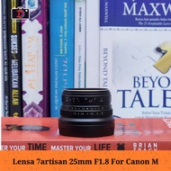 7artisan 25mm F1.8 Lens For canon M Good Functional Condition