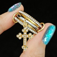 Cross Pendant Charm Rings Set For Women Luxury Shiny Zircon Stacking Spinelli Ring INS New Fashion S