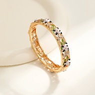 Old Beijing Cloisonné Children's Bracelet, Vintage Enamel Open Design, Hollowed-out with Inlaid Diam