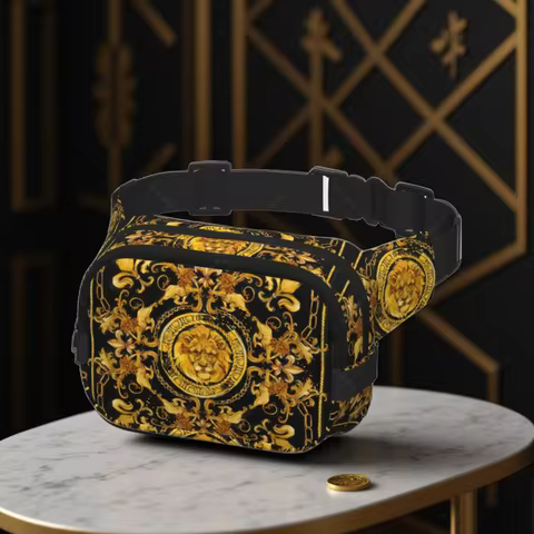 Gold Lion Trendy pack crossbod Square Double Layer Waist Bag Travel and Workout Accessory