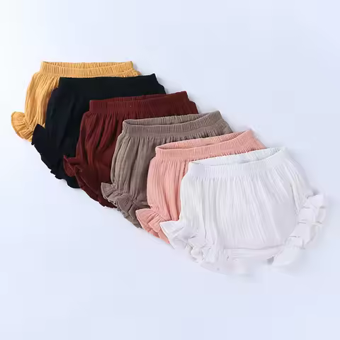 Baby Girls Boy Shorts Newborn Baby Fold bloomers Girls pure cotton linen Triangle Shorts Toddler Tro