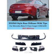E63 E53 Look Style Rear Bumper Lip Diffuser Spoiler With Exhaust Tips For Benz E Coupe C238 E300 Spo