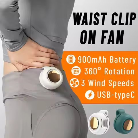 Summer Portable Whirlwind Leafless Mini Clip on Fan, Rechargeable Snap On Waist Fan With 3-Speed 360