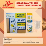 (1 BOX) TEN TEN Oval Glass 12oz 14oz 16oz 18oz 22oz Contents 1000 Pcs Ten Ten Oval Plastic Glass/ U 