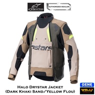 Alpinestars HALO Drystar Dark Khaki San Yellow Fluo Touring Jacket 100% Original From Authorized Dealer