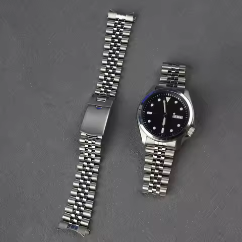 For Seiko DressKX 5 Sport(SRPE53 SRPE55 SRPE57 SRPE58) - 20mm Jubilee Watch Band Solid Curved-End St