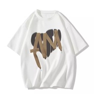 COD100% Cotton 21 Pieces 220g Printed T-Shirt 2024 New Style Spring Summer Solid Color Sweet Spicy R