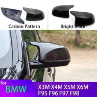 Carbon Fiber Look Black Rearview Side Mirror cover Caps for BMW X3M F97 X4M F98 2019-2023 X5M F95 X6