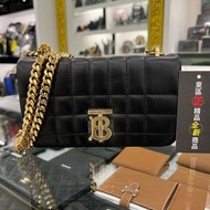 東區正精品㊣BURBERRY 80594921 LOLA 全新迷你黑色羊皮全皮車線TB金釦金鍊帶釦式翻蓋斜背包 RA1512