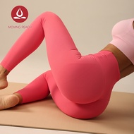 MOVING PEACH Women Seamless Yoga Leggings Butt Lifting V-shaped Waistband Design Sports Pants Squatp