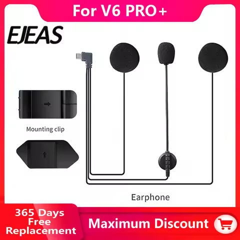 Original earphone For EJEAS Q8 V4PLUS V6Pro+ V7 Q7 Type-C Plug helmet intercom with Speaker Micropho