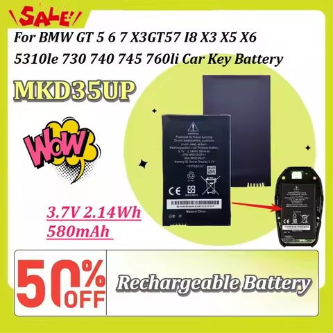 MKD35UP 3.7V 580mAh 2.14Wh LCD Display Key Battery For BMW 5 6 7 Series GT X3 X4 X5 X6 i8 530Le 730 