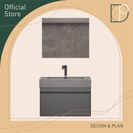 Design Plan Bathroom Slate Integrated Basin Cabinet With Wood Mirror Cabinet