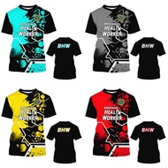 BHW Full Sublimation Men's and Women's T-shirt Summer Casual Short sleeved Top T-shirt Professional 