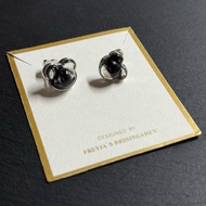 黑銀鈦小熊耳釘