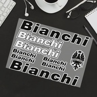 1SET Multi-Size Black-White Bianchi Logo Emblem Sticker Waterproof Self-Adhesive Bicycle Frame Decor