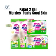 [ JABAR ] PACKAGE 2 BAL - Merries Pants SkinGood NB-S40 M32 L28 XL26 / Merries BabyPopok 2pack