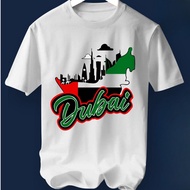 Dubai UAE T-shirt 🏙️ Flag Colour Silhouette Graphic Print Baju lelaki perempuan cotton printed tee c