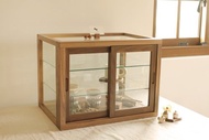胡桃玻璃點心櫃/收藏櫃/麵包櫃/司康櫃/木櫃