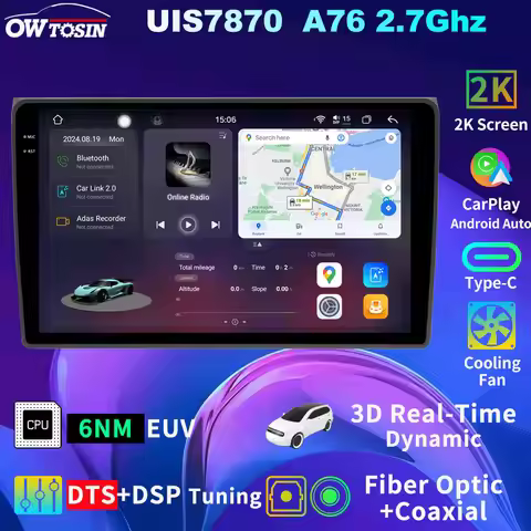 Owtosin A7870 6nm 12G+256G Android 13 Car GPS Navigation Radio For Audi A4 S4 2000-2009 SEAT Exeo He
