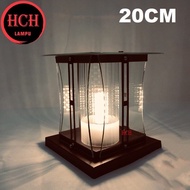HCH Modern 20cm x 20cm Outdoor Pillar Light E27 Lamp Outdoor Gate Glass Pillar Lamp Lampu Pagar Lampu Tiang (6622-20)