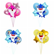 5 Pieces of Baby Shark Shower Balloons Aluminum Balloon