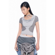 Beuter Steel Gray Drapped Neck Top