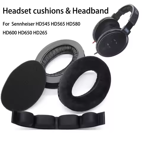 New Replacement Ear Pads Velvet Earpads Earmuffs with Headband For Sennheise HD545 HD565 HD580 HD600