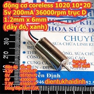 Coreless motor 1020 10*20 5v 200mA 36000rpm D shaft 1.2mm x 6mm (red, blue or black and white wire k