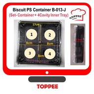 (SET-22pcs)B-013-J SQUARE Biscuit CONTAINER + 4Cavity Inner Plastic Tray [sila baca sebelum order]
