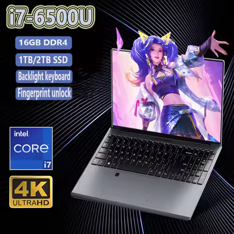 Portable 15.6" Windows 11 Laptop Intel Core i7 6500U Computer PC Gamer Fingerprint Unlock Notebook i