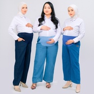 Momiasi - Celana Wanita Hamil Kulot Jeans Wanita Bumil Panjang Jumbo Maternity Kulot Premium