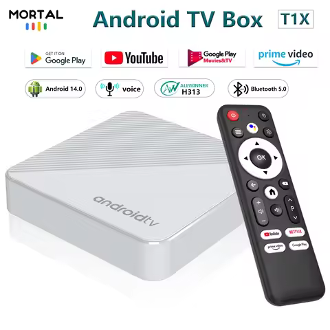 Mortal Android TV Box T1X Android 14 BT5 16GB 2.4&5G WIFI 4K Media Player TV Box Android Play Store 