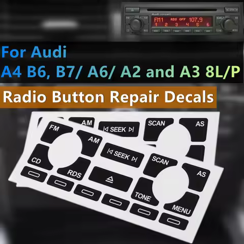1Pcs AS / TP Car Multimedia Radio Stereo Worn Peeling Button Repair Decals Stickers For Audi A4 B6 B