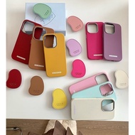 Simple solid color geometric bracket suitable for 16ProMax phone case 15 14 13 12 ProMax new leather
