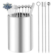 4.3inch Metal Cocktail Picks 20Pack+Holder Kit,304 Stainless Steel Cocktail Toothpicks, Reusable Coc