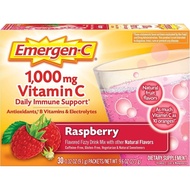 Emergen-C 1000mg Vitamin C Immune Support Powder Raspberry 30CT includes Zinc, Manganese, 7 B Vitami
