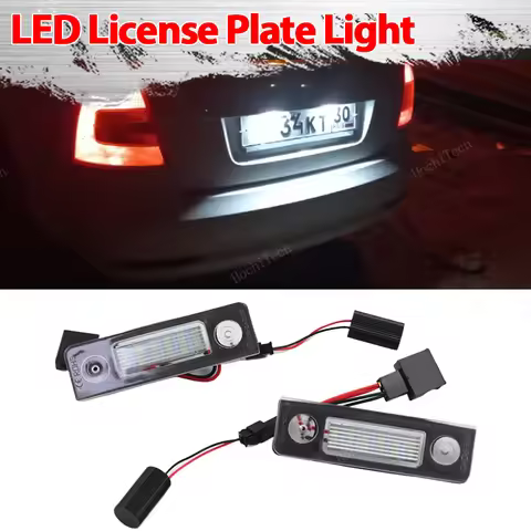 12V White Led CANBUS No Error License Plate Lights For Skoda Octavia MKII 1Z A5 Facelift Roomster 5J