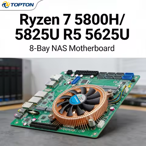 AMD Ryzen 7 5825U 5800H R5 5625U 8-Bay NAS Firewall Motherboard 8*SATA 2*NVMe 2*2.5G LAN 2*DDR4 1*PC