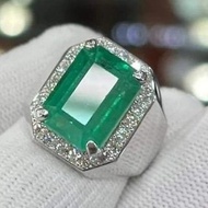 Emerald Ring Mens Natural Emerald 14k White Gold Diamond Ring Mens Jewelry Ring