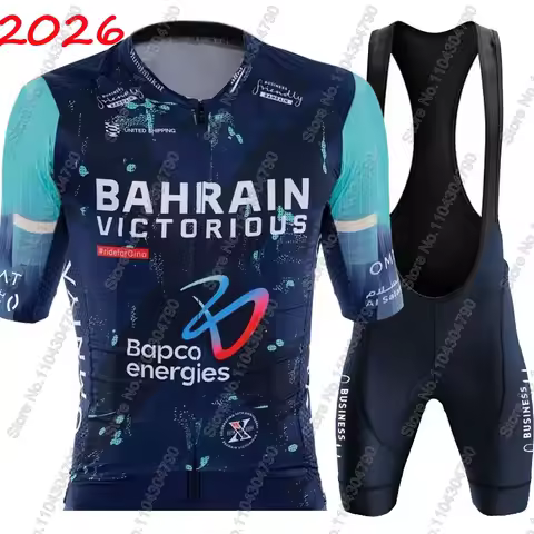 2026 Bahrain Victorious Team Cycling Jersey Set Summer Men Clothing Road Bike Shirts Suit Bicycle Bi