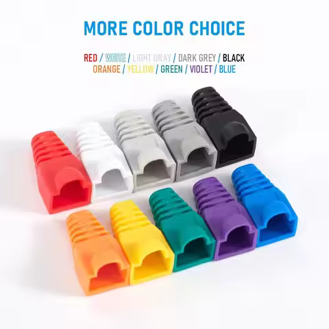 100Pcs CAT5e CAT6 RJ45 OD6.5 Cable Connector Plug Strain Relief Ethernet Boot CoverNetwork Cable Cap
