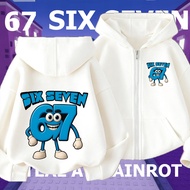 Children's Hoodie Black/White Cartoon Pattern ROBLOX 67 SIX SEVEN Summer Zip-Up Pure Cotton