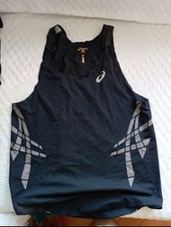 asics 黑色 black 男 men 背心 dri fit singlet 運動衫 球衣 tennis running marathon 跑步三項鐵人 馬拉松  nike  aeroswift