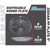[LHC] JISHAN PP PLATE 9" (500PCS / CTN) / PINGGAN PLASTIK / TRANSPARENT / CLEAR / JERNIH / DISPOSABL